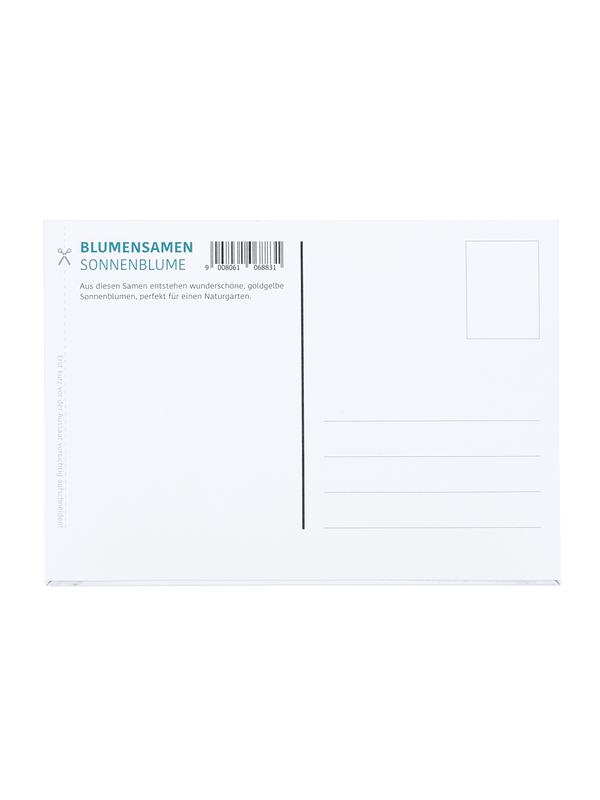 Postkarte mit Sonnenblumensamen - Zur Geburt1