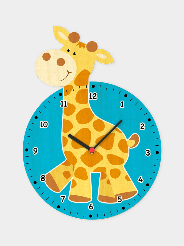 Kinder Wanduhr aus Holz - Giraffe