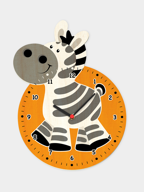 Kinder Wanduhr aus Holz - Zebra