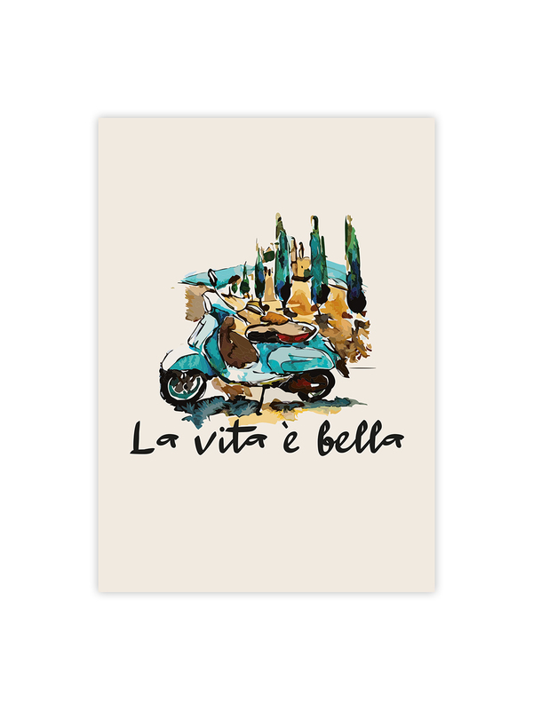 Postkarte mit Sonnenblumensamen – La vita è bella0