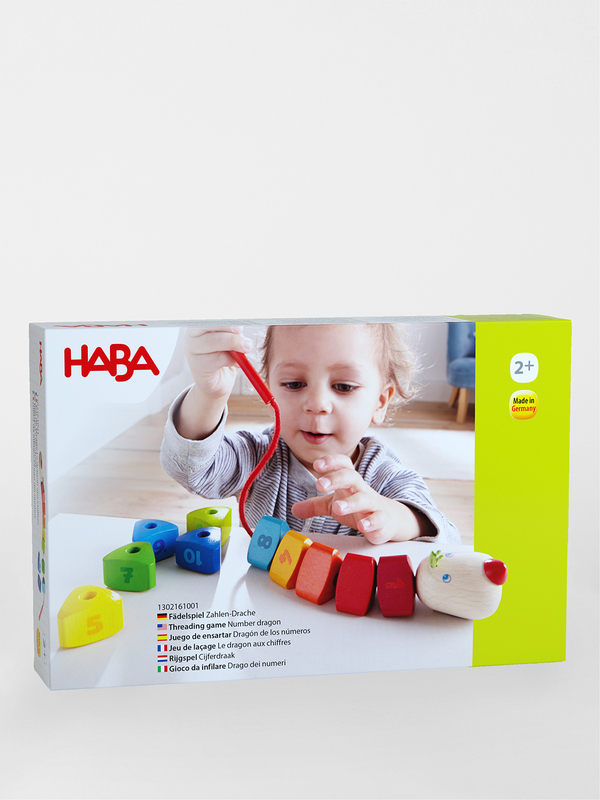 Fädelspiel aus Holz - Zahlendrache0