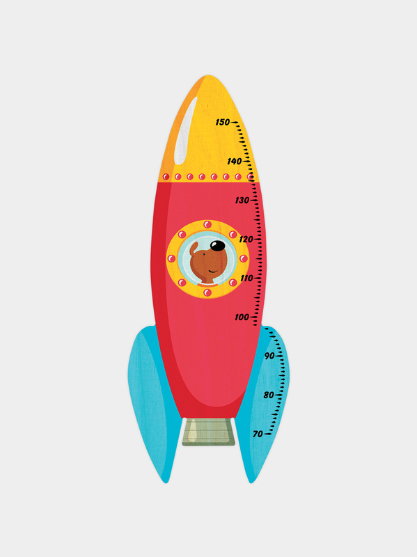 Kinder Messlatte aus Holz - Rakete