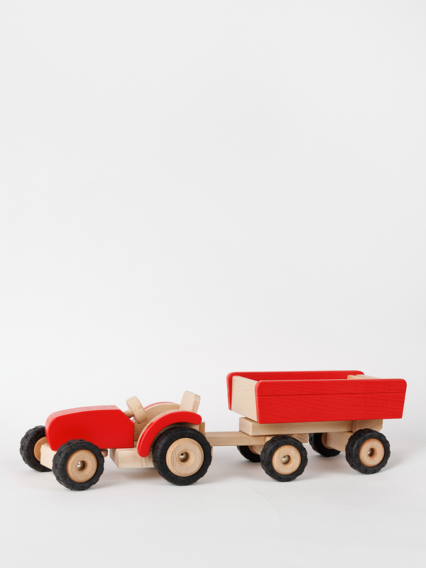 Spielzeug aus Holz – Traktor mit Anhänger0